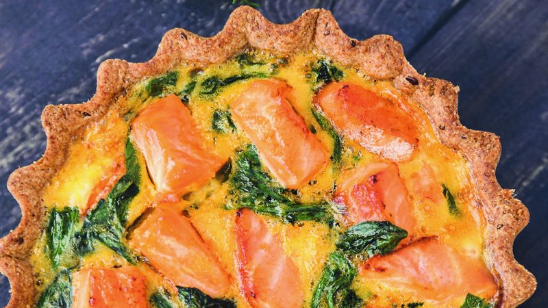 Tarta de salmón y espinaca Piso Uno con ingredientes reales a la vista, sin conservantes