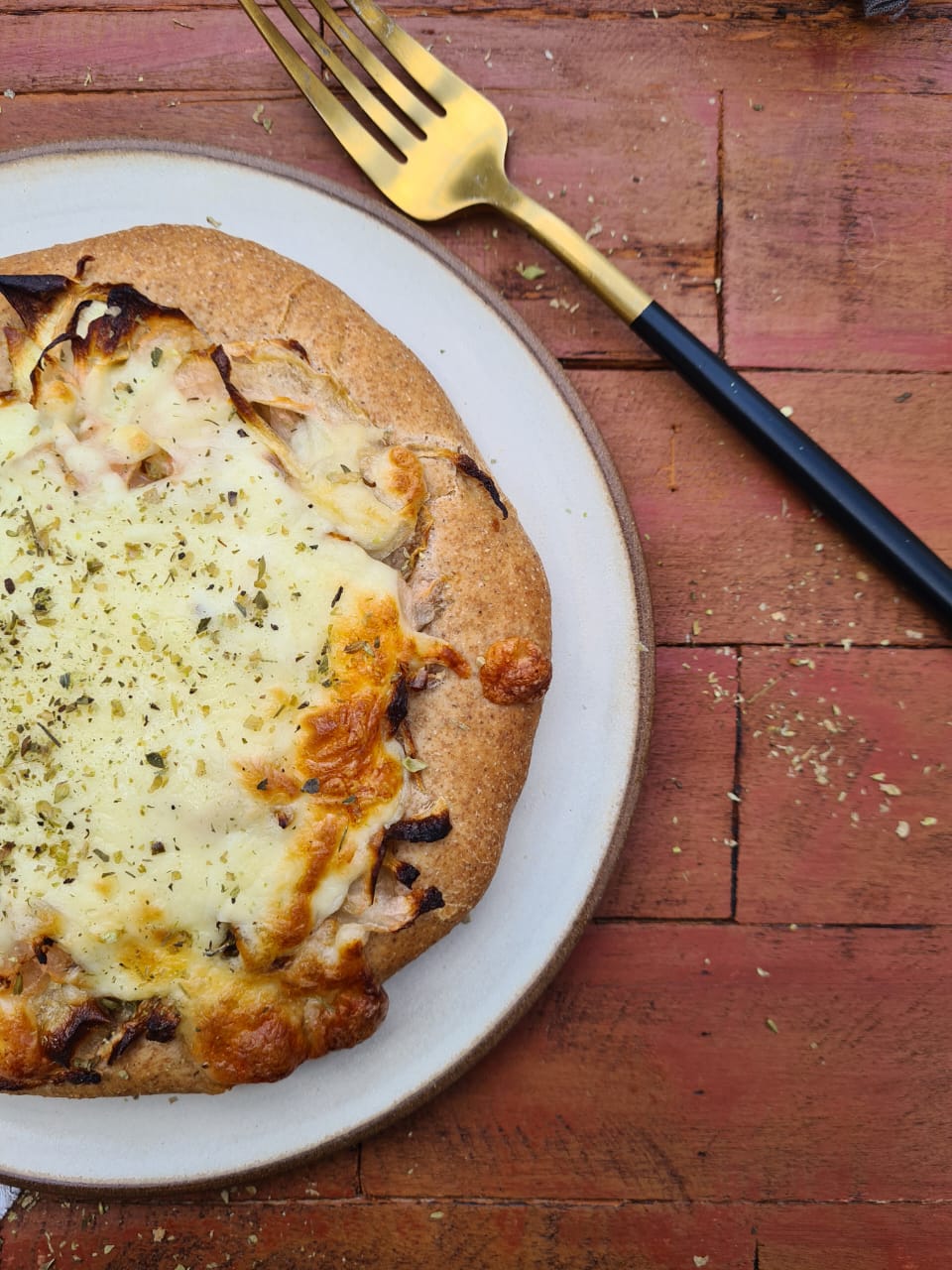 Pizza integral individual con harina agroecológica de leudado lento